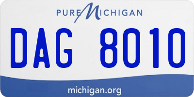MI license plate DAG8010