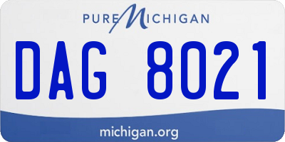 MI license plate DAG8021