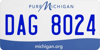 MI license plate DAG8024