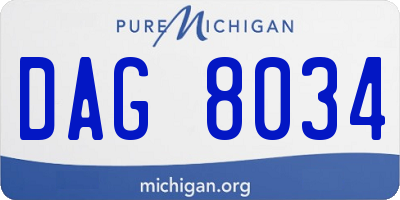 MI license plate DAG8034