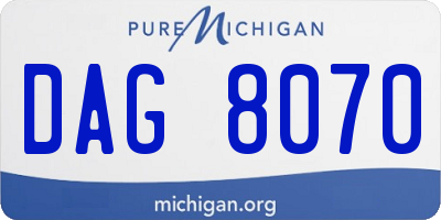 MI license plate DAG8070