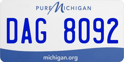 MI license plate DAG8092