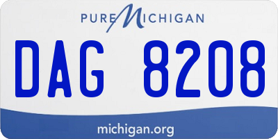 MI license plate DAG8208