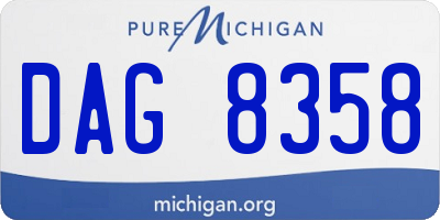 MI license plate DAG8358