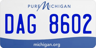 MI license plate DAG8602