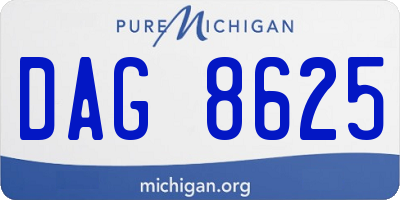 MI license plate DAG8625