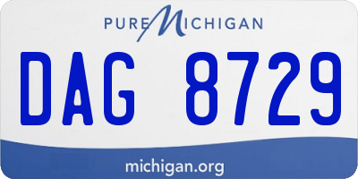 MI license plate DAG8729