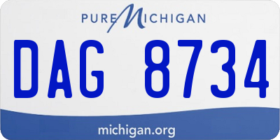 MI license plate DAG8734