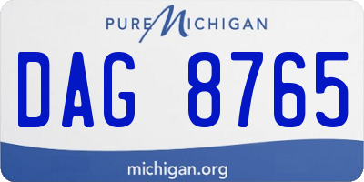 MI license plate DAG8765