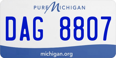 MI license plate DAG8807