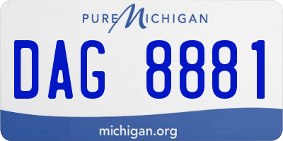 MI license plate DAG8881