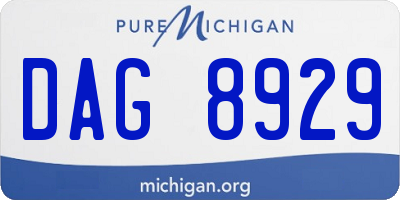 MI license plate DAG8929