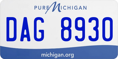 MI license plate DAG8930