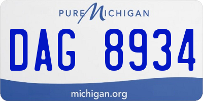 MI license plate DAG8934