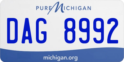 MI license plate DAG8992