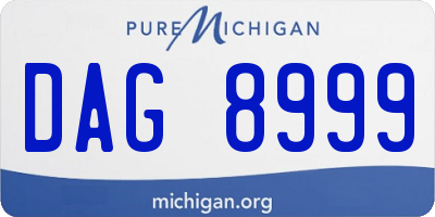MI license plate DAG8999