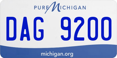 MI license plate DAG9200