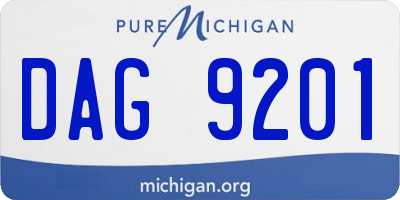MI license plate DAG9201