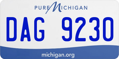 MI license plate DAG9230