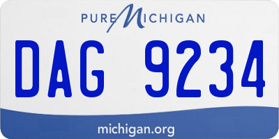 MI license plate DAG9234