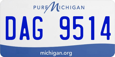 MI license plate DAG9514