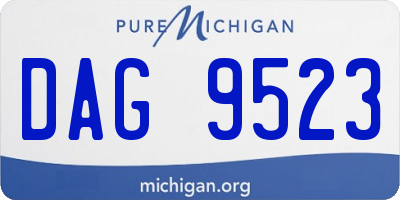 MI license plate DAG9523