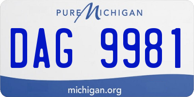MI license plate DAG9981
