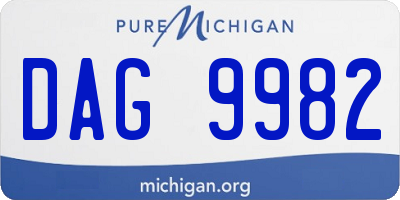 MI license plate DAG9982