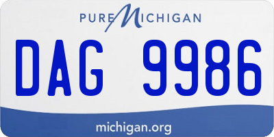 MI license plate DAG9986