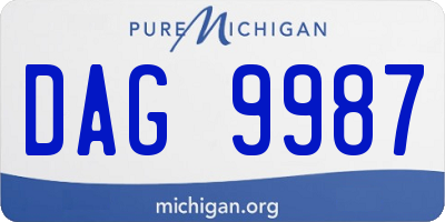 MI license plate DAG9987