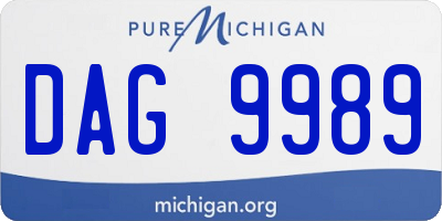 MI license plate DAG9989