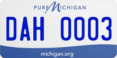 MI license plate DAH0003