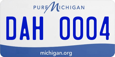 MI license plate DAH0004