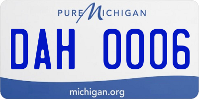 MI license plate DAH0006
