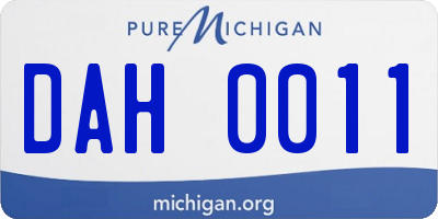 MI license plate DAH0011