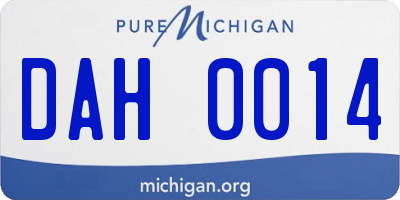 MI license plate DAH0014