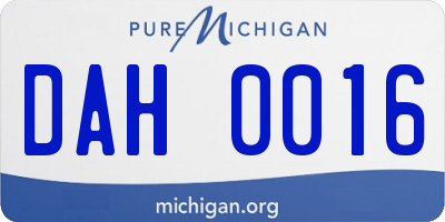 MI license plate DAH0016