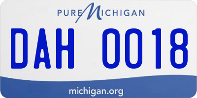 MI license plate DAH0018