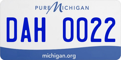 MI license plate DAH0022