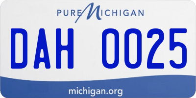 MI license plate DAH0025