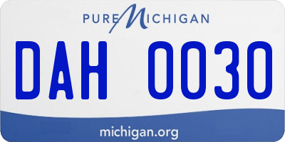 MI license plate DAH0030
