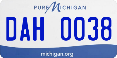 MI license plate DAH0038