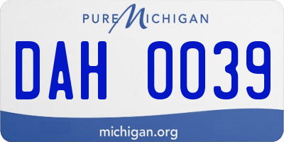 MI license plate DAH0039