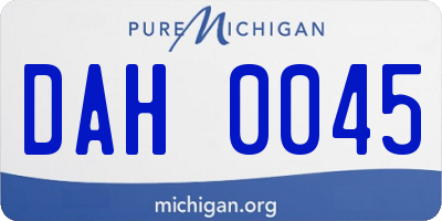 MI license plate DAH0045