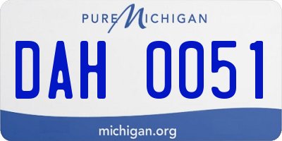 MI license plate DAH0051