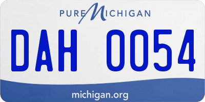 MI license plate DAH0054