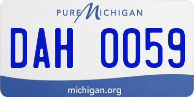 MI license plate DAH0059
