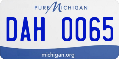 MI license plate DAH0065