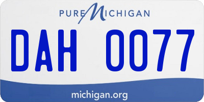 MI license plate DAH0077
