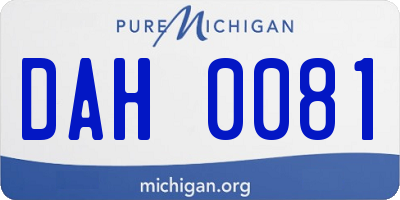 MI license plate DAH0081